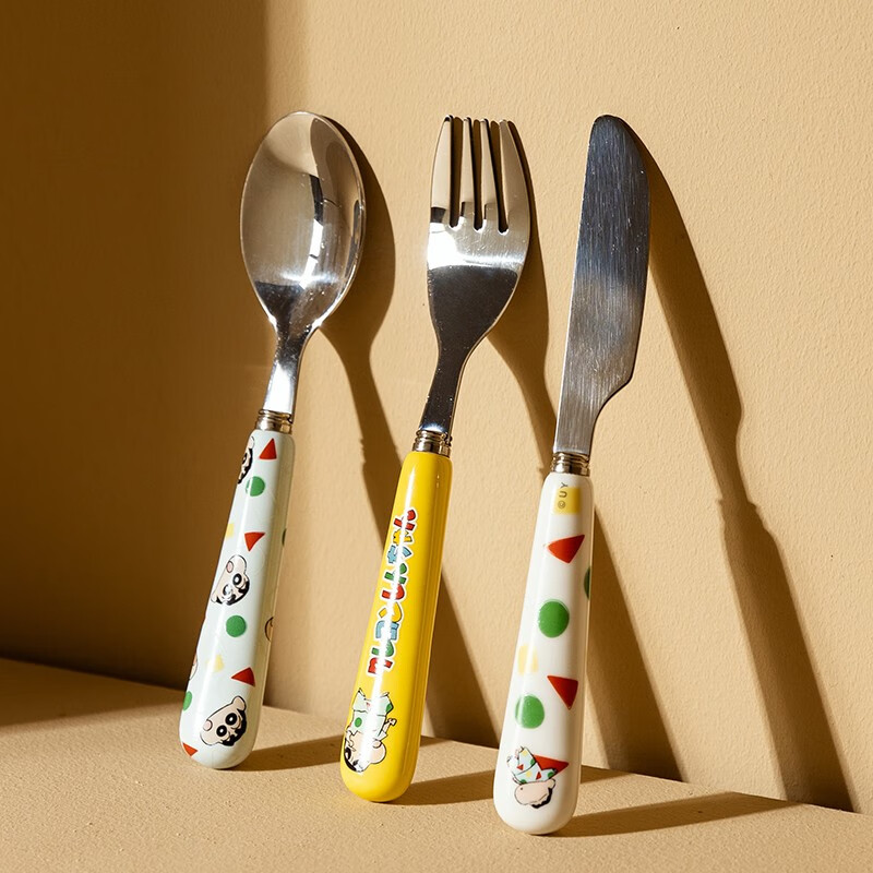 摩登主妇蜡笔小新联名儿童西餐刀叉勺卡通可爱不锈钢牛排餐具刀叉