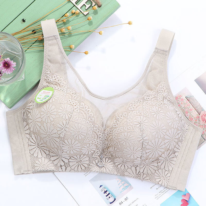 款仙黛尔聚拢文胸无钢圈背心式胸罩薄款性感蕾丝 浅绿色【单件】 36