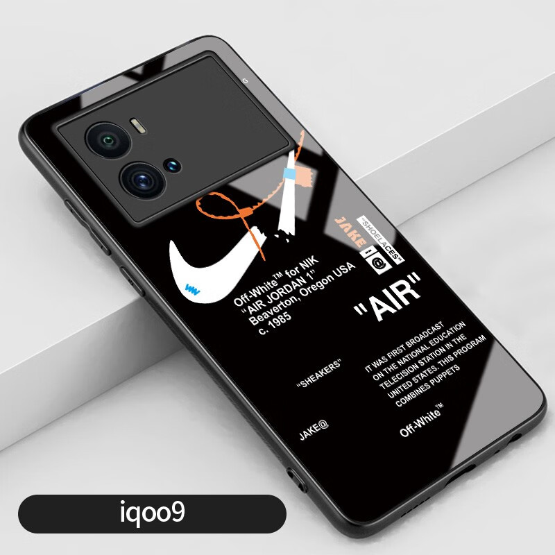 JSOVE iqoo9手机壳玻璃保护套男潮牌个性创意网红全包防摔硬壳 Air断标白字 iqoo9