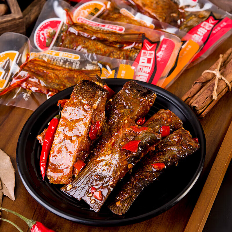 梦信鱼尾500g湖南特产手撕鱼排香辣鱼干下巴麻辣休闲零食小吃 鱼尾