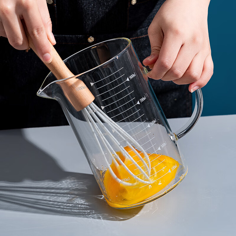 onlycook 高硼硅玻璃杯量杯刻度杯 烘焙工具用品 牛奶杯耐高温透明玻璃杯 厨房计量杯 1000ml
