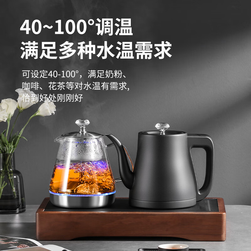 鹏盛隆（PENGSHENGLONG）全自动上水电热烧水壶泡茶专用茶桌嵌入式茶台抽水一体机抽水茶具套装 烧水+消毒-桶装水款