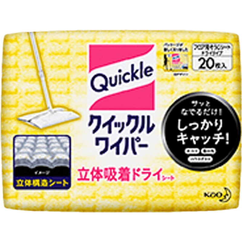 花王（KAO）日本进口去静电除毛除尘轻可折叠360度旋转平底拖头懒人家用拖把 立体吸附毛发清洁地板纸巾 20枚
