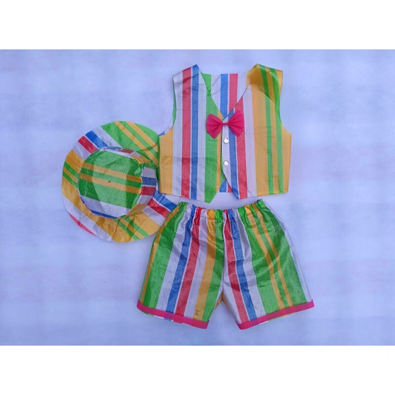 红书依店环保服装儿童时装秀幼儿园手工制作衣服男童创意子走秀演出