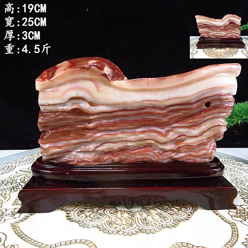 舞万花 天然五花肉奇石猪肉石原石观赏石腊肉石柳州彩霞石家居饰品