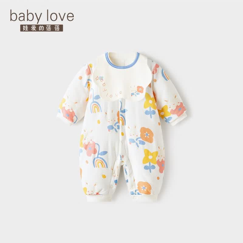 babylove婴儿连体衣秋冬装夹棉保暖哈衣兔年新生儿衣服女宝宝棉衣 花间闪闪兔[ 80cm使用感如何?