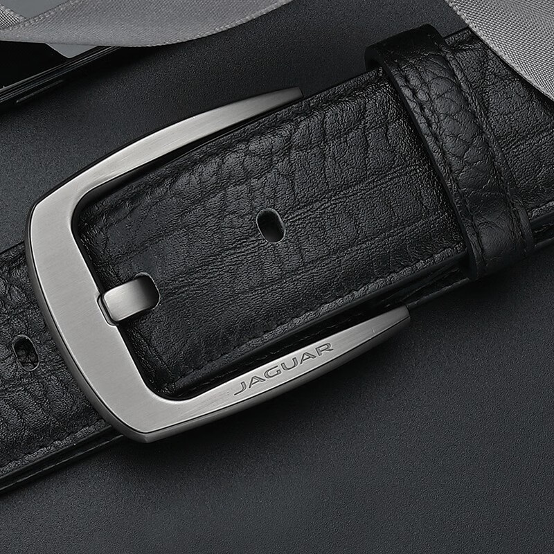 jaguar轻奢男士皮带男针扣扣头真牛皮商务休闲裤腰带男朋友生日礼物