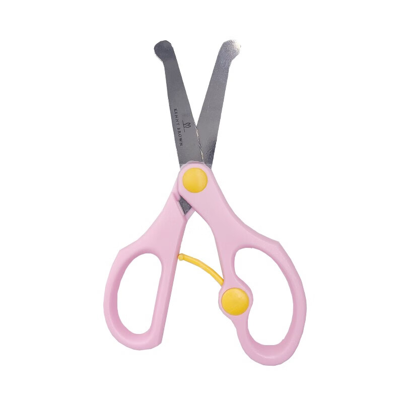 珂妮芙兰Kenny Brown 韩国儿童安全剪刀儿童剪纸无刃无尖圆头不伤手幼儿宝宝3-6岁手工小剪刀 2-4岁 （带回弹粉色）