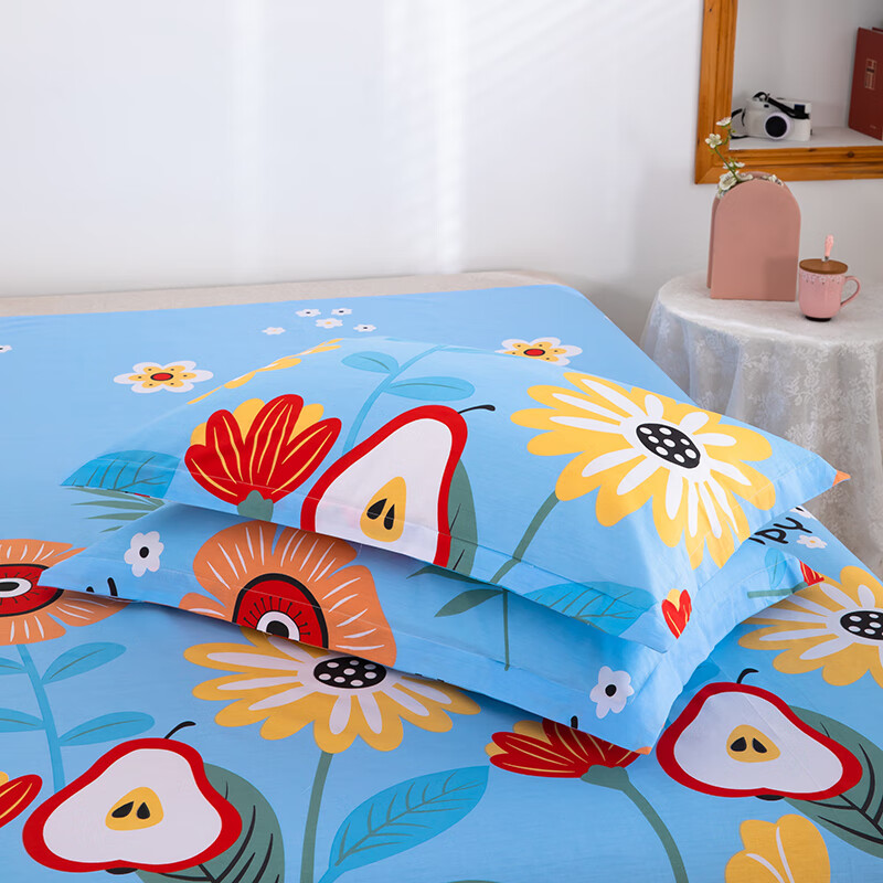 罔济纯棉枕套全棉加厚双人48*74cm简约枕套枕芯套一只装 灿烂笑容 30*