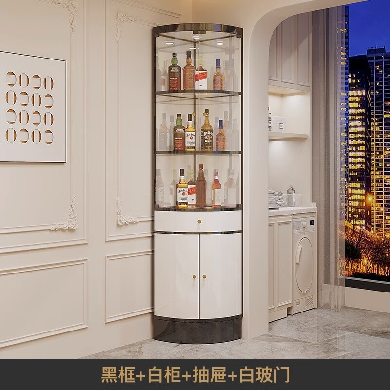 沃蓝尚品碧桂园轻奢不锈钢三角柜玻璃酒柜后现代拐转角酒柜客厅扇形柜