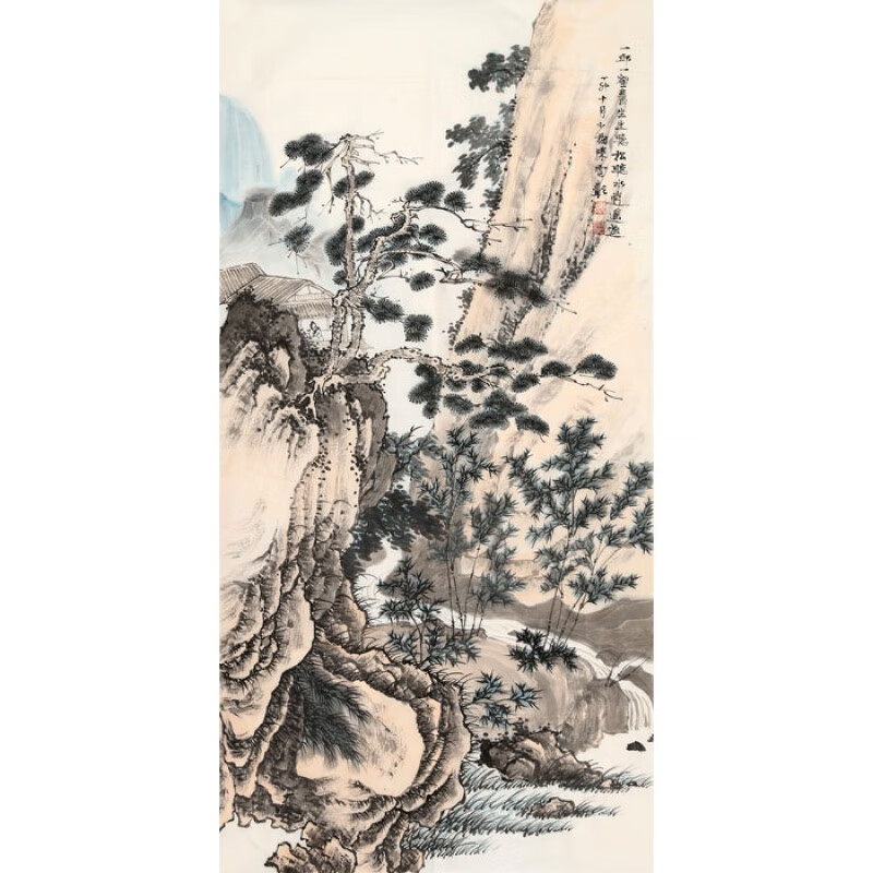 名家陈少梅字山水画精品三尺竖幅国画纯手绘名人古玩书画作品收藏纯
