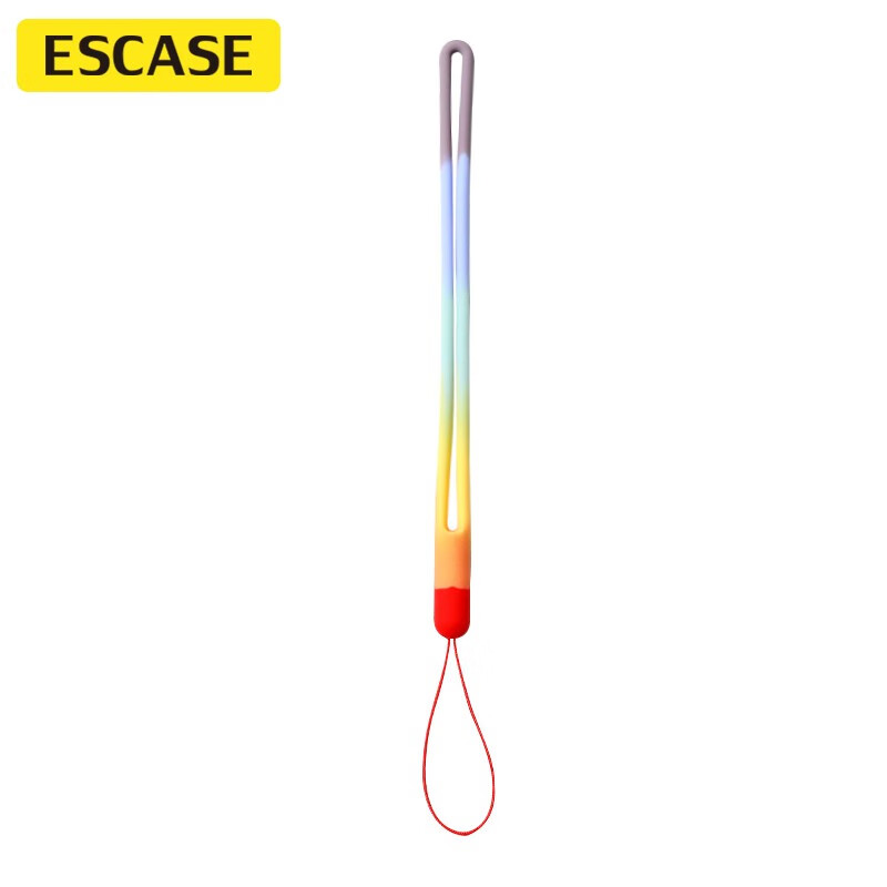 ESCASE 手机挂绳手腕相机短绳钱包U盘钥匙证件挂饰苹果15promax华为mate60pro等手机硅胶软款彩虹色ES-XS2