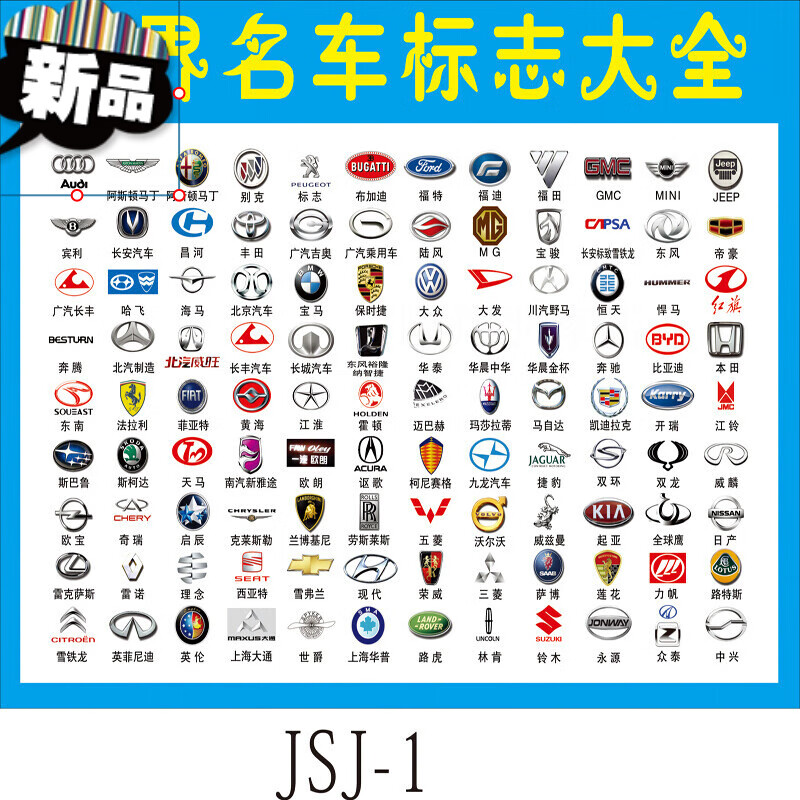 汽车品牌常见世界名车汽车标志标识著logo图片大全挂图墙贴海报画定制