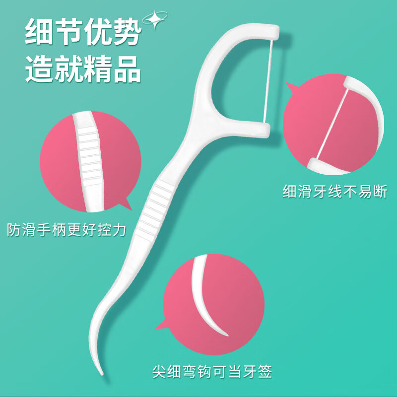 齿点500支牙线家庭装经典盒装牙缝清洁一次性牙线棒高拉力剔牙签线