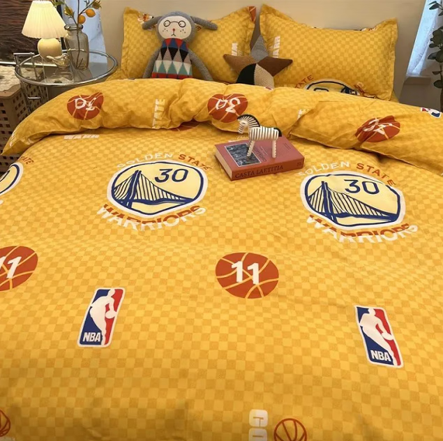 晶览四件套学生宿舍男生篮球库里勇士球迷床单被套被罩四件套四季通用 金州勇士-客 1.2米三件套(宿舍床)