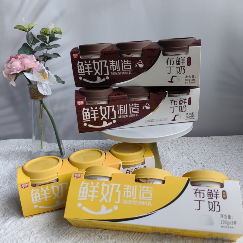 风鲜仓燕塘鲜奶布丁鲜奶制造凝固型调制乳原味可可味100g 鲜奶布丁
