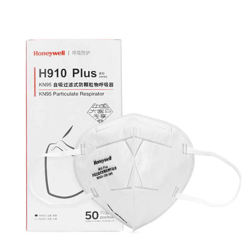 霍尼韋爾（Honeywell）KN95口罩H910Plus防工業(yè)粉塵防塵口罩防護(hù)口罩甲流感耳帶環(huán)保裝50只/盒