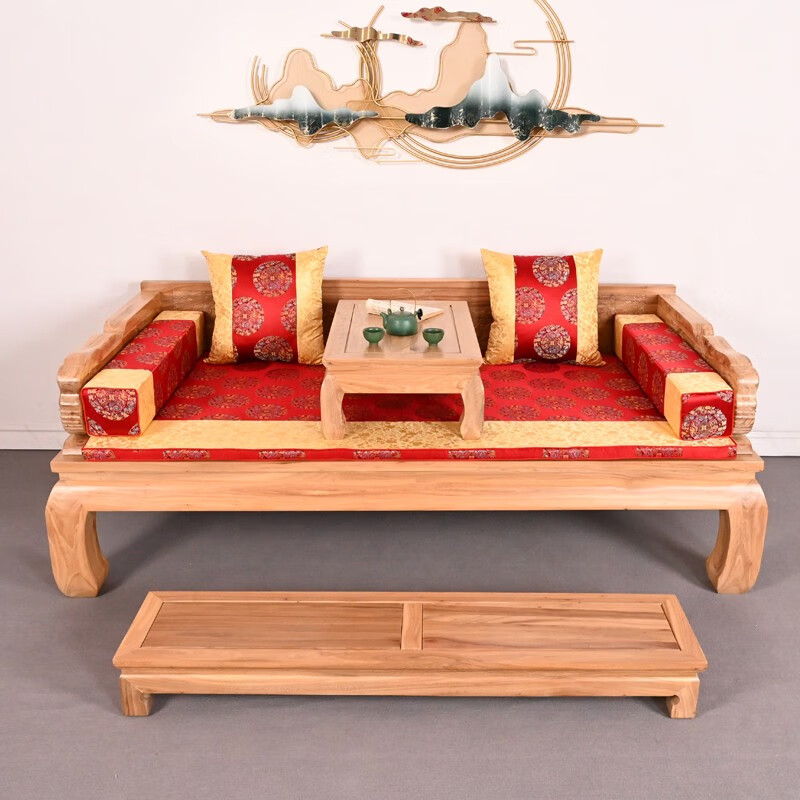 瑞呈堂 罗汉床实木新中式罗汉床北方榆木明清仿古美人榻禅意推拉床