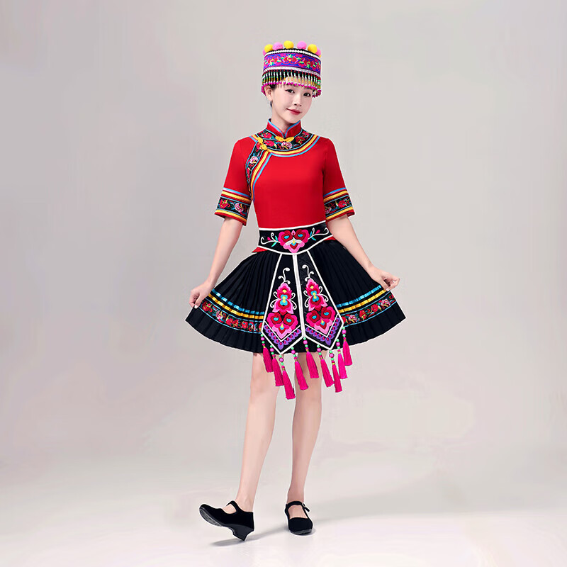 mcdv高端甄选在少数民族服装女服装短款高山族表演服饰舞台舞夏天穿的
