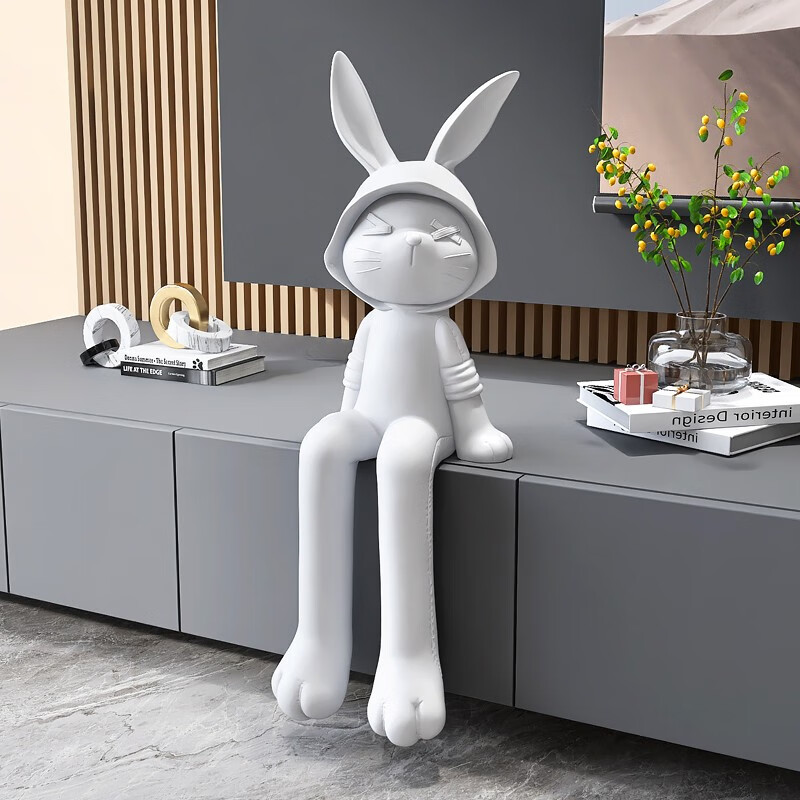 兔子坐姿桌面摆件-白色