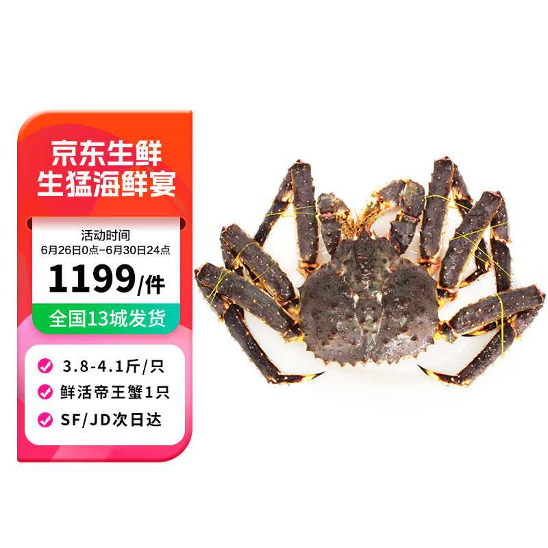 【活鲜】御鲜之王 鲜活帝王蟹1900-2050g/只 螃蟹生鲜 海鲜水产长脚蟹
