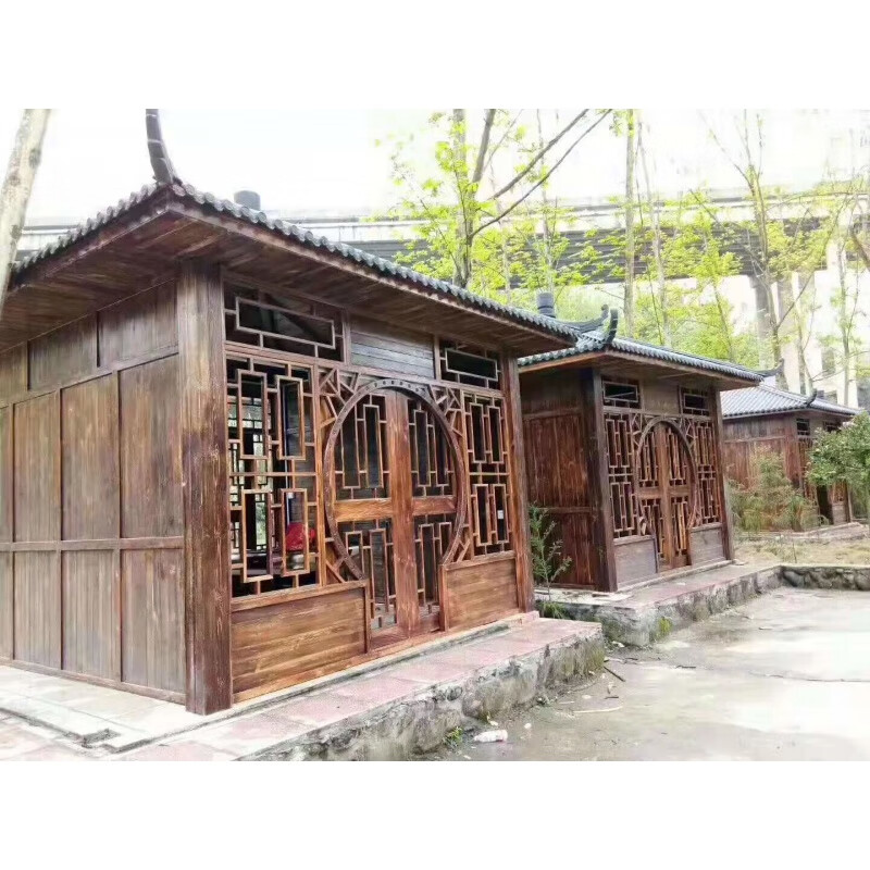 木屋别墅庭院实木四角凉亭小房子仿古长廊防腐木户外简易花园民宿 深