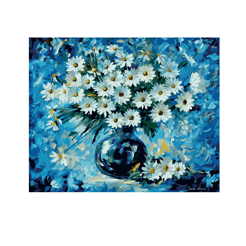 小尺寸治愈涂色画填充装饰画材料包 雏菊彩盒包装(实木内框 颜料 画笔