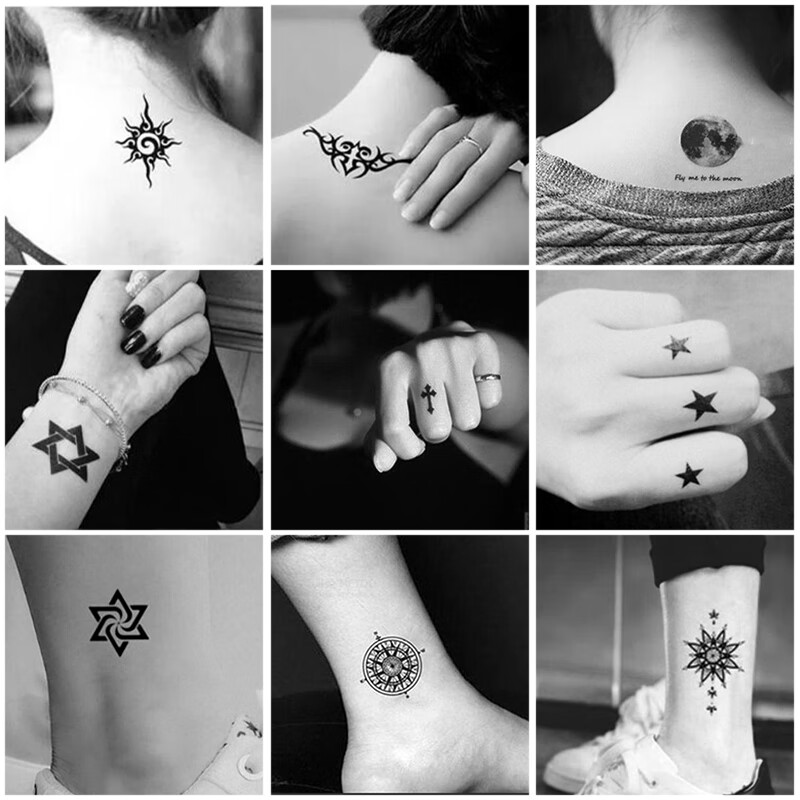 vieruodis暗黑系纹身贴防水女潮男个性手臂图腾脚踝耳后刺青小图