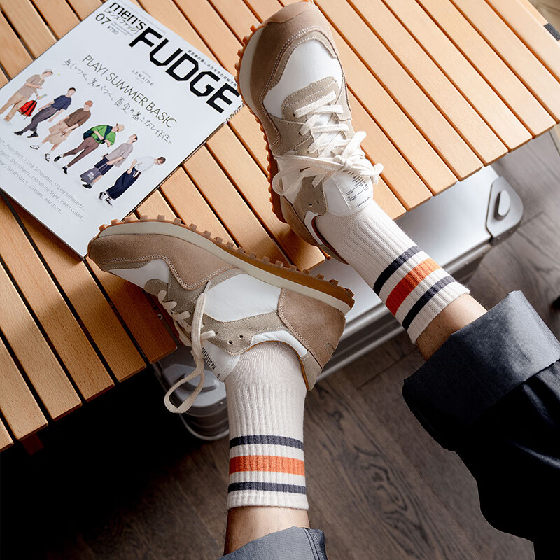 洛·恋青少年袜子男秋冬季纯棉高筒袜防臭吸汗学生长袜运动篮球跑步中筒 H2125三条杠运动男袜-混色-5双装 均码 【颜色可选 拍下留言】