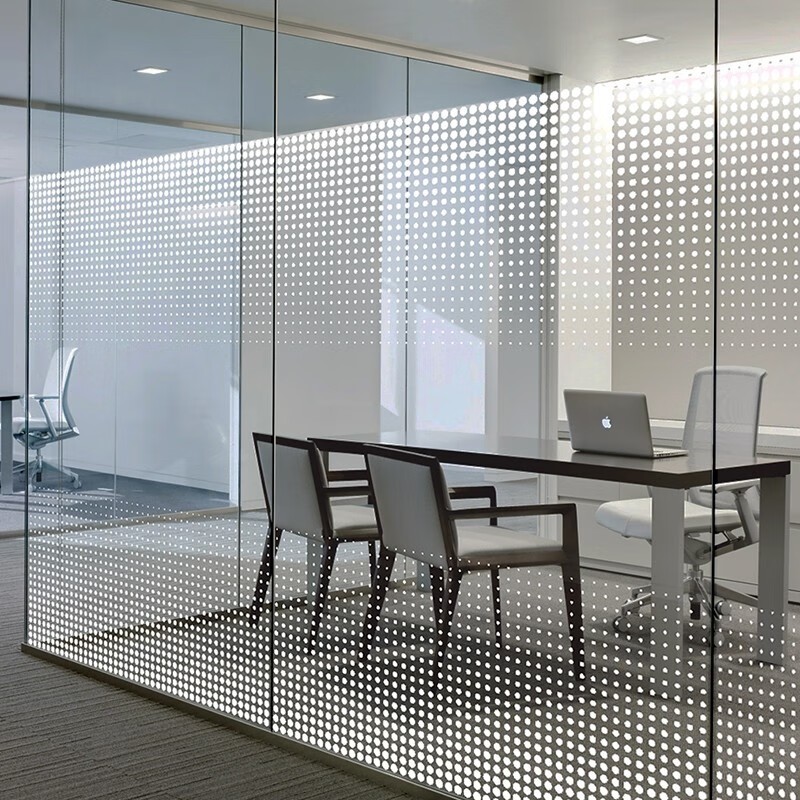 伶办公室玻璃贴膜高透白色花纹落地窗会议室布置装饰贴画可 a渐变波点