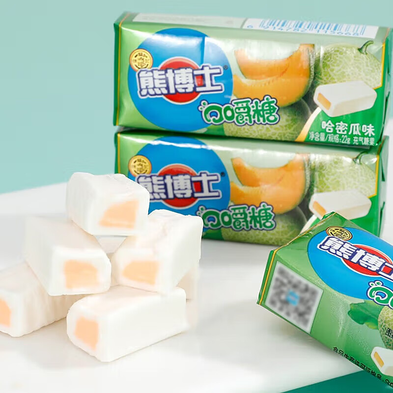 徐福记 熊博士口嚼糖果汁软糖 糖果零食 哈密瓜味264g(22g*12条)