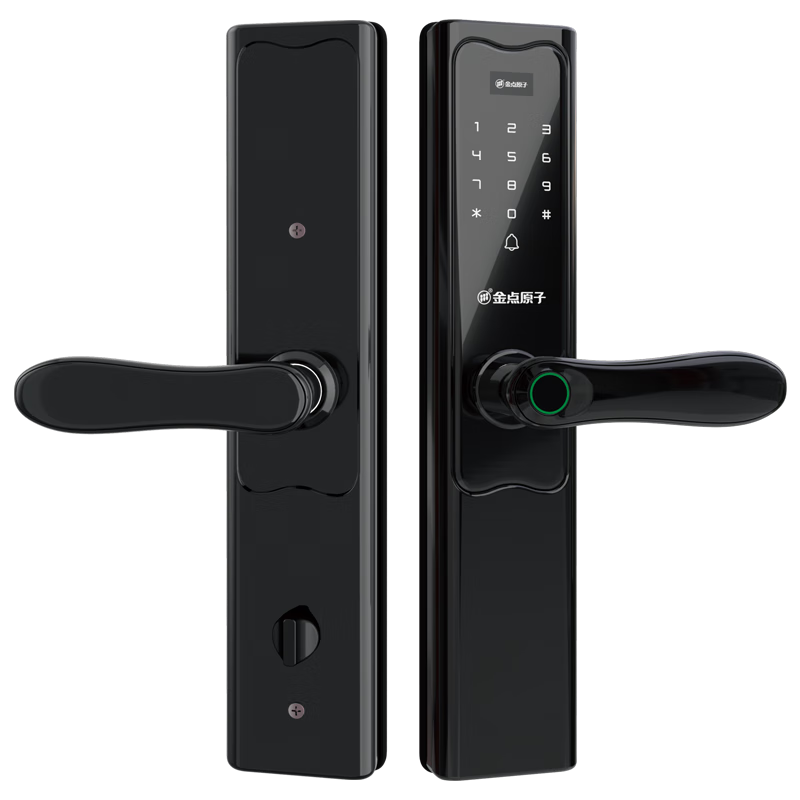 金点原子指纹锁 防火防盗智能锁 指纹密码刷卡一握开指纹锁 免费安装6168 黑色
