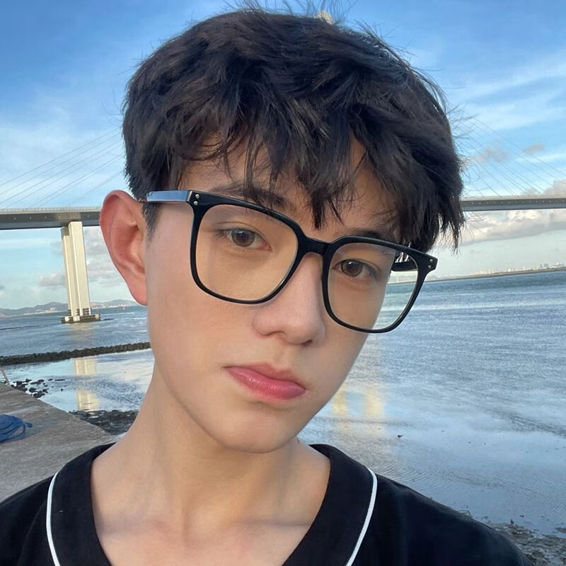 芝雅雨 韩版男生复古黑框方形平光镜显脸小镜女学生校园风眼镜框架潮