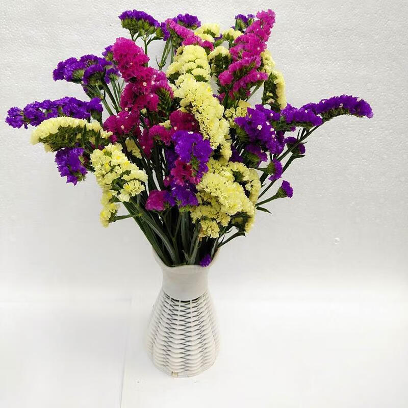 客厅花束麻绳桃花白色盆栽假花塑料花瓶花艺