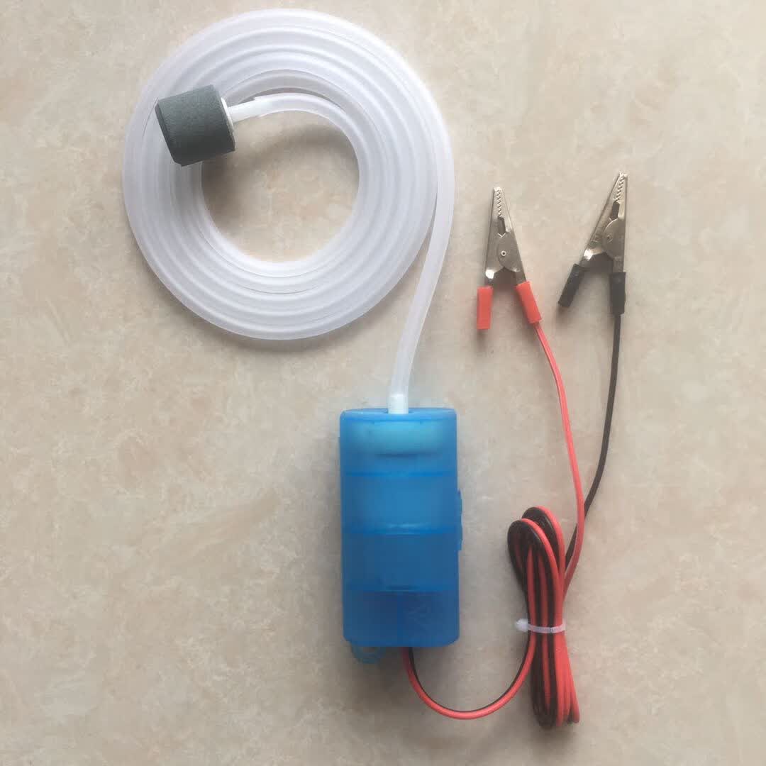 唄硶增氧泵直流12v电瓶停电养鱼车载点烟机户外钓鱼打氧机鱼缸充氧泵