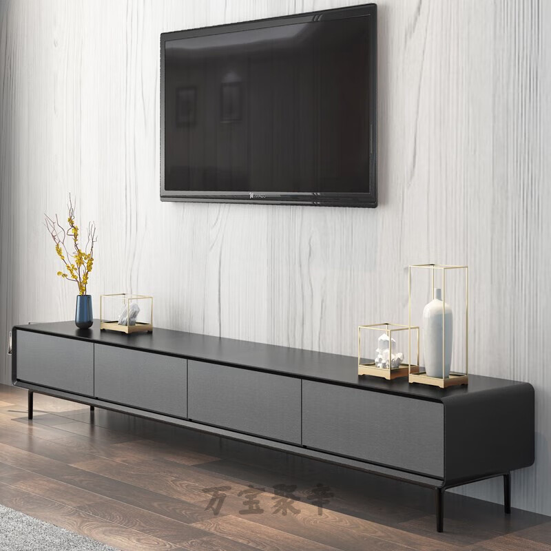 地柜现代简约电视柜 轻奢黑色客厅地柜北欧大小户型电视机柜斗柜组合