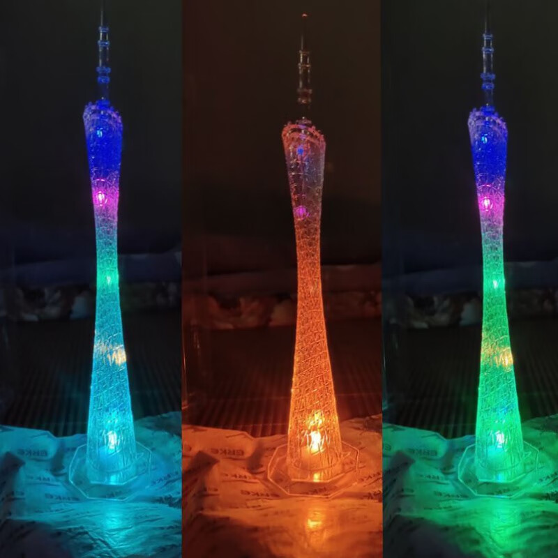 广州塔大模型 地标建筑小蛮腰七彩led灯发光摆件 广州