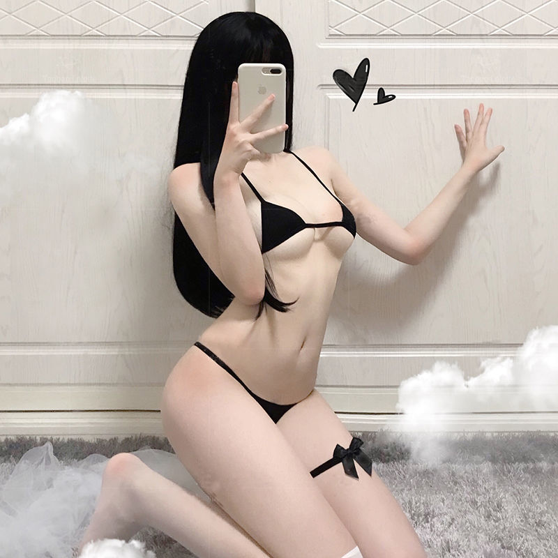 情趣显大迷你超小套装三点式火辣诱惑比基尼系带性感内衣套装血滴