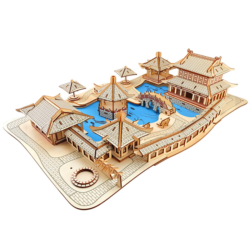 难度中国传统古代建筑拼装仿真房子模型手工diy玩具新年礼物 苏州园林