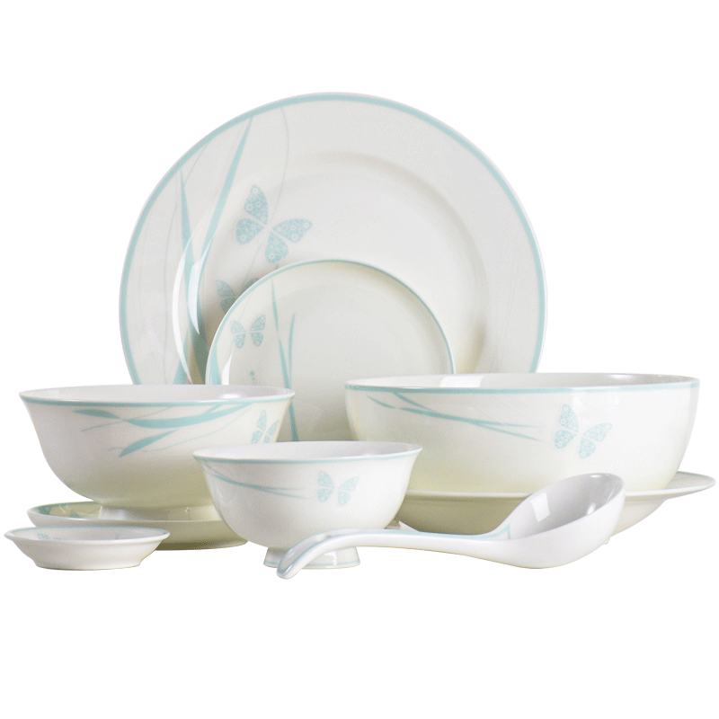 華光國瓷 餐具碗碟套裝 骨瓷餐具釉中彩 中國風(fēng)喬遷結(jié)婚禮盒裝 莫蘭迪 莫蘭迪 48頭