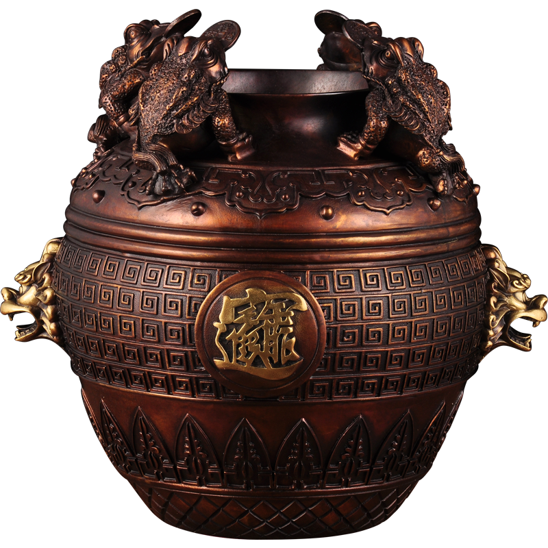 凈藝坊紫銅色聚寶盆擺件風(fēng)水聚寶盆大號家居客廳玄關(guān)裝飾品喬遷禮品 40CM四方納財 紫銅色 雄s