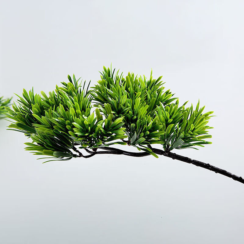 仿真松针罗汉松树枝迎客松假松树叶子禅意园艺景观绿植 老款双色