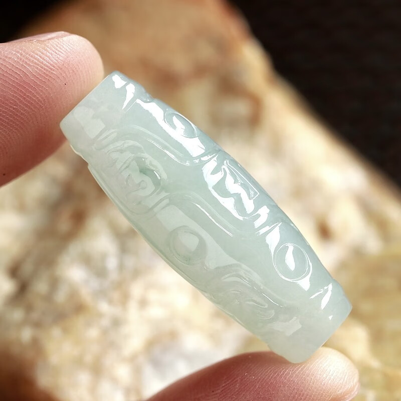 石之富珠宝缅甸天然翡翠a货冰糯种仿古天珠吊坠11.75克