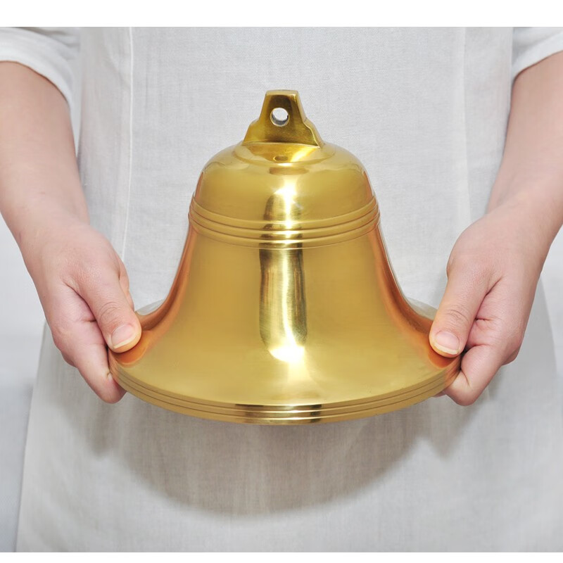 黃銅鈴鐺銅鐘室內(nèi)平安風(fēng)鈴掛件掛鐘擺件小大號(hào)喇叭口古鐘 8寸銅鐘
