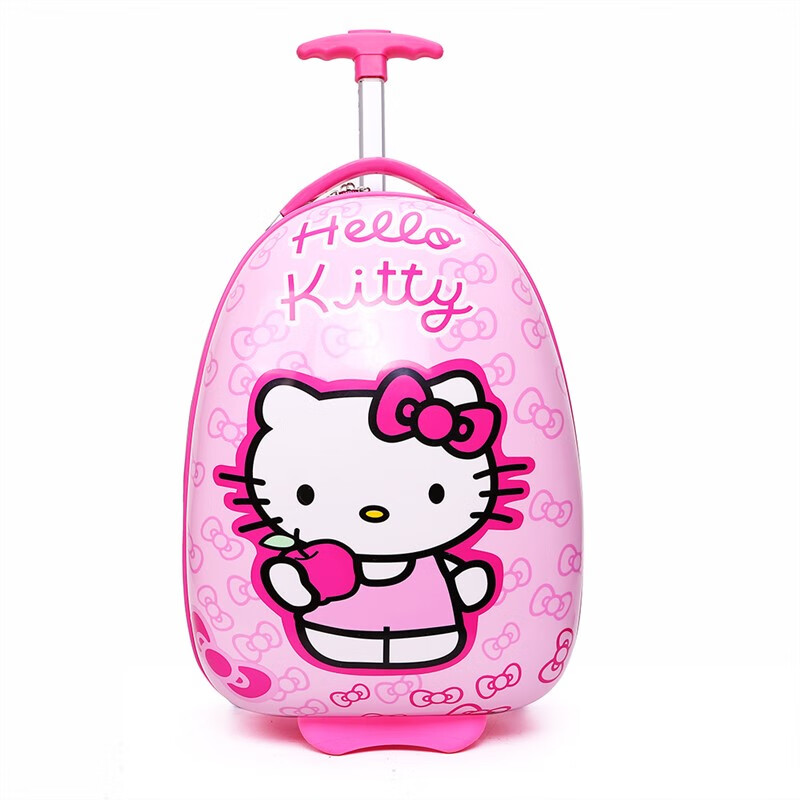 拉杆箱行李箱可爱卡通四轮拖箱男女宝学生旅行箱 天蓝色 16寸苹果猫