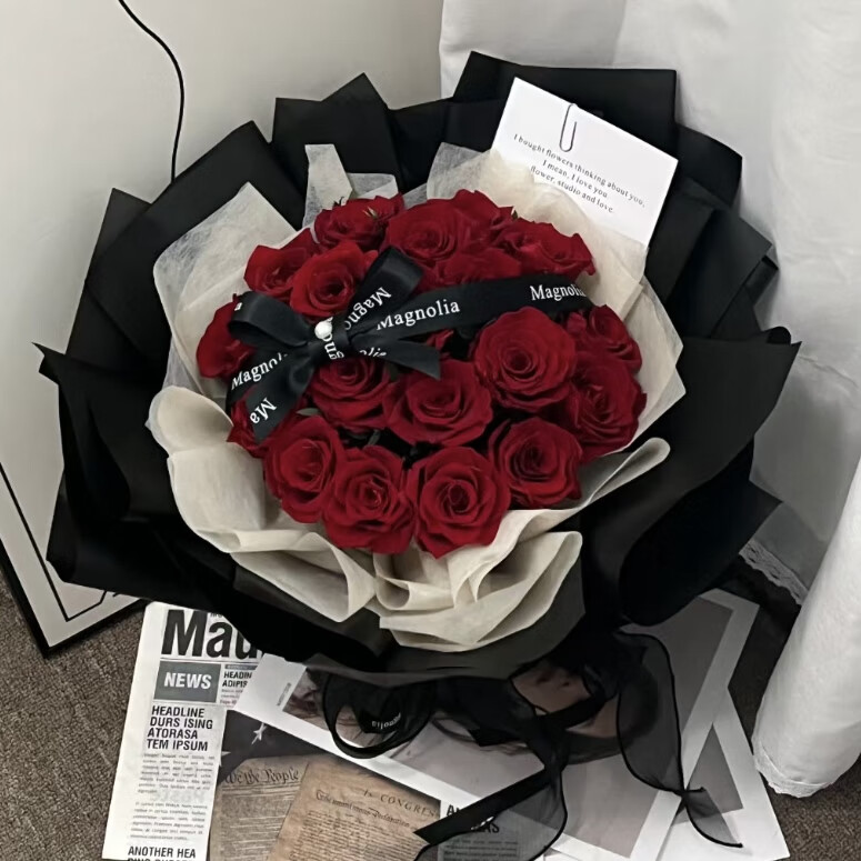花似花 鲜花速递99朵玫瑰花束送老婆生日礼物女友表白同城配送当日达 19朵红玫瑰花束