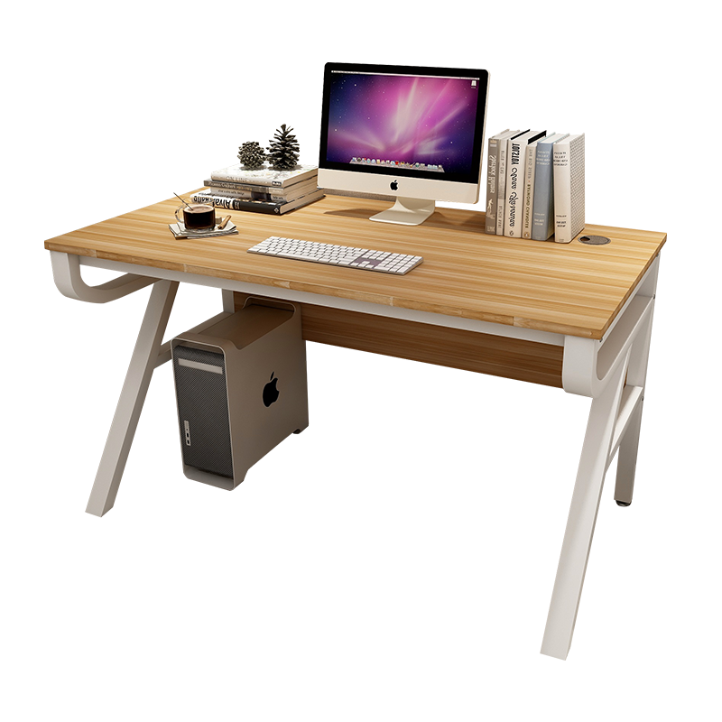 雅美乐 电脑桌 台式家用书桌 现代简约办公桌电竞桌笔记本学习桌子 浅胡桃色板+白色钢架YSZ486