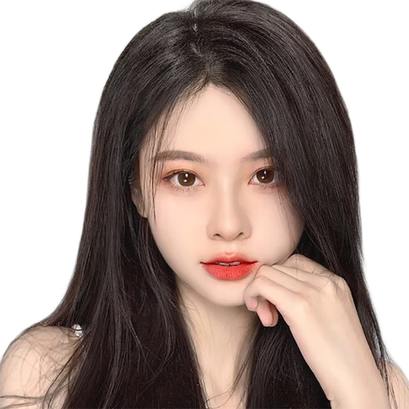 千絲雅 假發(fā)片女中長直發(fā)墊頭頂隱形無痕接發(fā)片一片式蓬松補(bǔ)發(fā)量真發(fā) 三片裝真發(fā)接發(fā)片【自然色】50cm