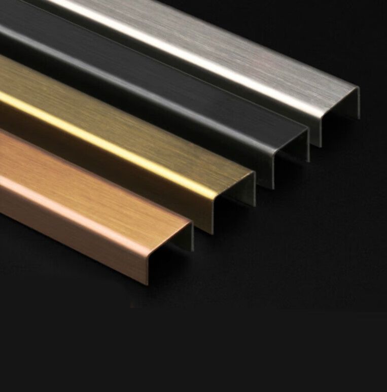 吊顶金属装饰条铝合金护墙板瓷砖u型装饰线条面板收口收边条 黑钛金