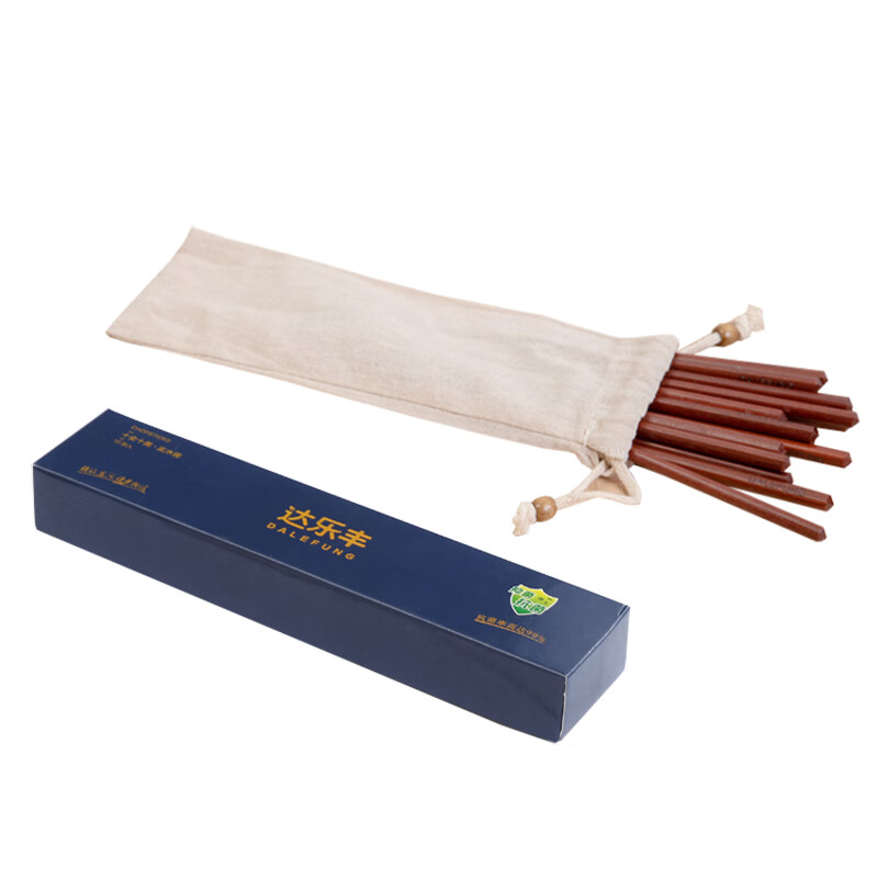 达乐丰抗菌筷实木家用筷子送礼物木质餐具礼盒装木筷子文案祝福筷 抗菌小米风红檀木筷 10双